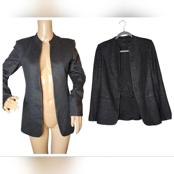 Theory wool-blend grey blazer Jacket. Size 4. Pockets. Open front - Picture 1 of 16